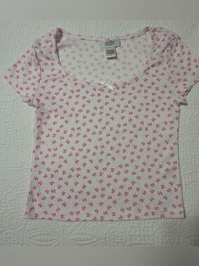 Just Polly Pink Floral Scoop Neck Women’s Top